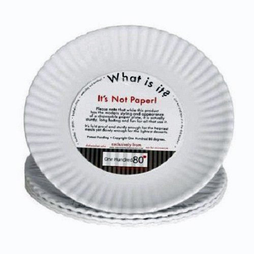 What Is It? Reusable White Salad or Dessert Plate, 7.5 Inch Melamine, Set of 4