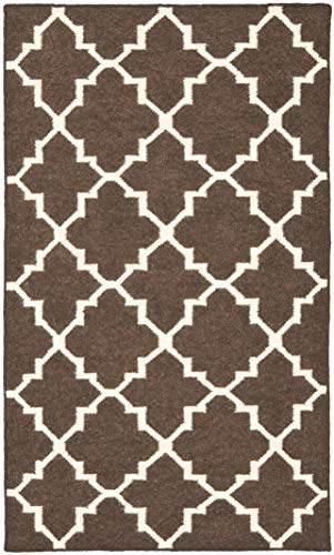 SAFAVIEH Dhurries Collection Accent Rug - 3' x 5', Brown & Ivory, Handmade Flat Weave Wool, Ideal for High Traffic Areas in Entryway, Living Room, Bedroom (DHU554C)