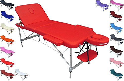 Polironeshop Europa – Massageliege aus Aluminium, Verstellbare Massagebank und Tattooliege, Ergonomisch und Stabil für professionellen Einsatz (Rot)