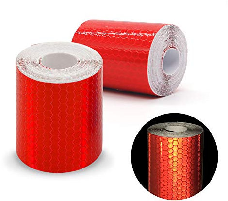 Lot de 2 rouleaux de ruban adhésif vinyle autocollant de 3 m x 50 mm, réflexion prismatique haute intensité, ruban de sécurité/marquage, rouge