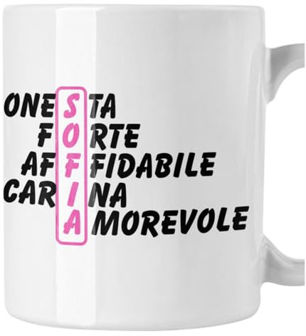 bubbleshirt Tazza Mug divertente con nome Sofia e aggettivi simpatici Idea Regalo Compleanno Natale in ceramica