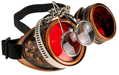 4sold Loupes Steampunk Antique Copper Cyber Goggles Rave Goth Vintage Victorian Like Lunettes de soleil (Eye Loupes Copper)