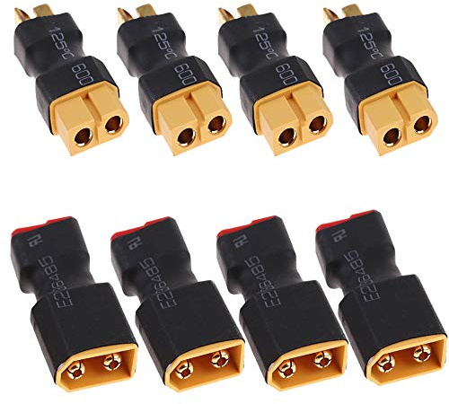 Yiqigou 4 x kabellose XT60-Stecker auf Deans T-Stecker und 4 x kabellose XT60-Stecker weiblich auf Deans T-Stecker männlich Adapter für RC-Modelle