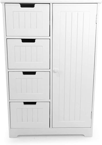 AVC Designs Bathroom Cabinet Bedroom Dresser Nursery Storage Cupboard 4-Drawer Plus Door