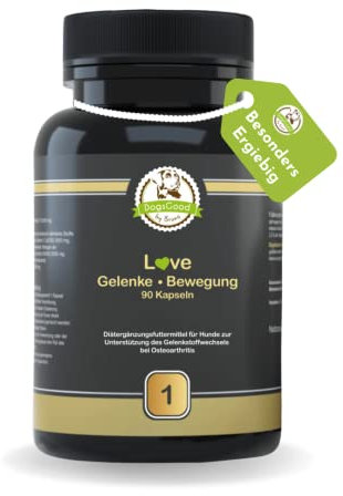 DogsGood Gelenkkapseln für Hunde - mit Grünlippmuschel, MSM, Teufelskralle - sehr hohe Akzeptanz da Keine Tabletten, einfach zu dosieren, 90 Kapseln für bis zu 3 Monate - in Deutschland hergestellt