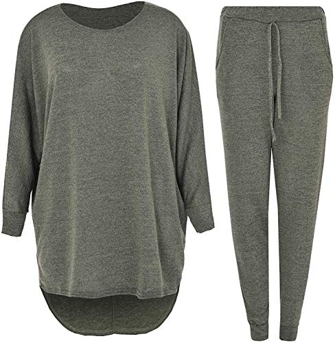 ZEE FASHION 2 Piece Track Suit Set High Low Top and Bottoms Casual Loungewear Sweatshirt Jog