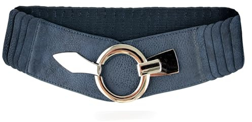 Gloop Damen Taillengürtel Elastischer gürtel 6cm breiter Hüftgürtel silberner Ring