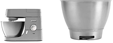 Kenwood Chef KVC3110S Küchenmaschine, 4,6 l Edelstahl Rührschüssel, Interlock-Sicherheitssystem, Metallgehäuse, 1000 Watt, silber & KAT300SS Rührschüssel, 4,6 Liter Edelstahl-Schüssel CHEF SS BOWL