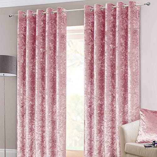 Homescapes Samtvorhänge, rosa, Ösenvorhang aus Pannesamt im 2er Pack, blickdichte Samt-Gardinen, zartrosa, 228 x 137 cm