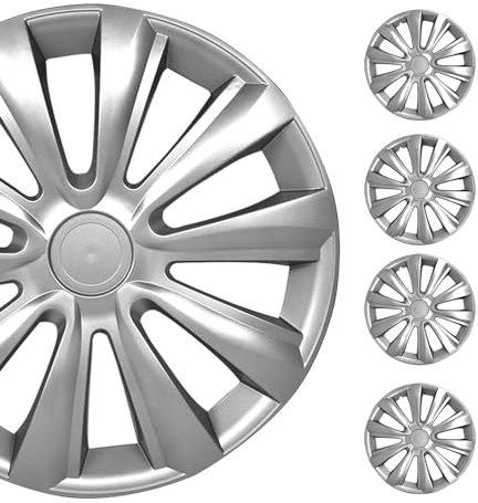 OMAC Radkappen Radblenden Radzierblenden Set 16 Zoll Kompatibel mit Auto KFZ PKW ABS | Radzierblenden Stahlfelgen Felgendeckel | 1 Satz (4 Stück) Grau Vorne und Hinten