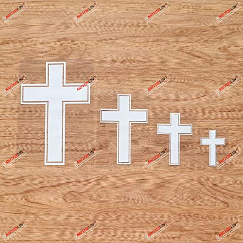 Jesus Kreuz Christliches Symbol Gott Christus Aufkleber Vinyl Sticker - 4er-Pack Weiß, 5,1 cm, 7,6 cm, 10,2 cm, 15,2 cm - Stil D Ohne Hintergrund für Auto Boot Laptop Tasse Handy