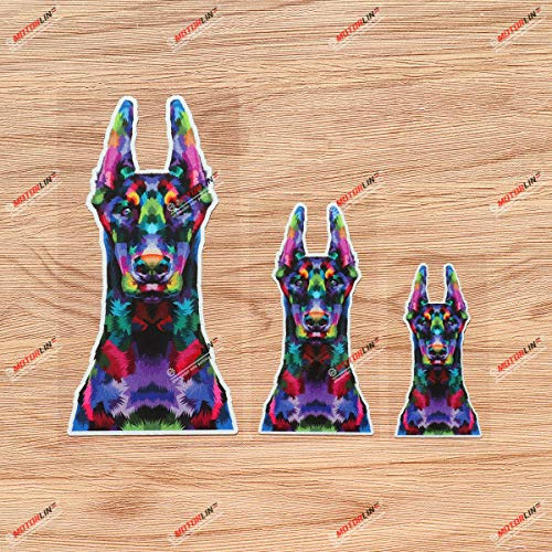Dobermann Doberman Pinscher Hund Aufkleber Vinyl Sticker Bunt Pop Art - 3er-Pack Reflektierend, 7,6 cm, 10,2 cm, 15,2 cm - für Auto Boot Laptop Tasse 09040
