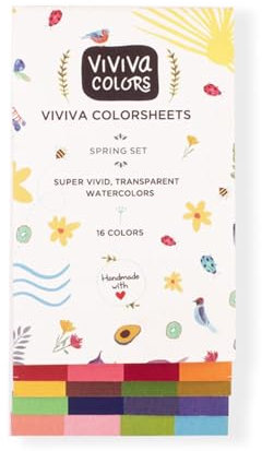 Viviva VV276003 Aquarellfarben Set 16 lebendige Farben im Coloursheet für Outdoor und unterwegs, handgefertigt - 16 Aquarellfarben im Frühlingsset
