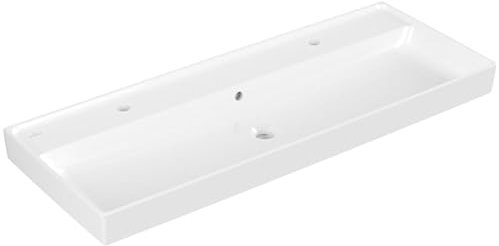 Villeroy & Boch Collaro Schrankwaschtisch, 1200 x 470 mm, 2 Hahnlöcher, mit Überlauf, ungeschliffen, 4A33C4; Farbe: Weiß Ceramicplus