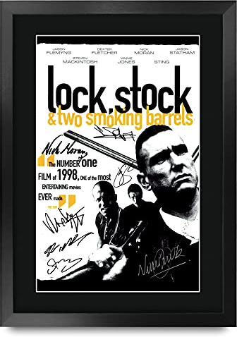 HWC Trading Lock, Stock & Two Smoking Barrels Jason Statham, Vinnie Jones Geschenke Geducktes Signiertes Autogramm Foto für Fans von Film Memorabilien - A3 Gerahmt