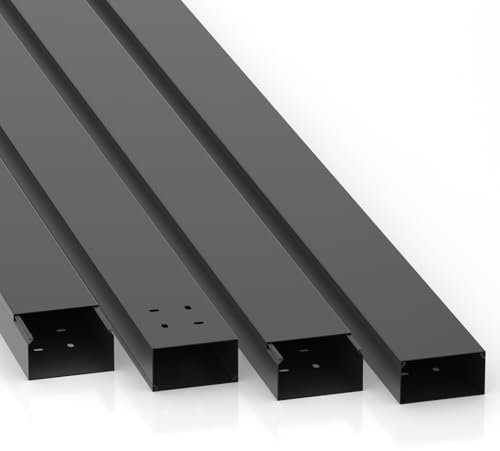 Kabelkanal Pro mit Bodenlochung, Kabelschacht 2m 80x40mm - 2x1m, Black - Schwarz