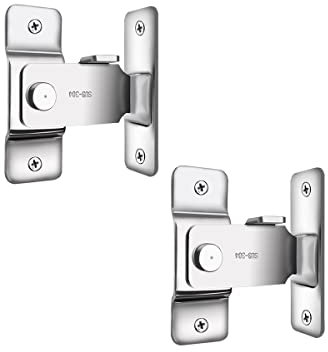 90 Degree Right Angle Hook Lock, Stainless Steel Cabinet Door Wardrobe Hasp Latch Lock, 90° Buckle Hook Lock Bolt, 80x28mm, Silver 2 Pcs