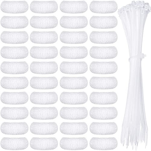 40 Pieces Nylon Lint Trap Washing Machine Lint Fabric Mesh Snare Washer Lint Catcher Washer Hose Lint Traps Washing Machine Lint Trap Lint Traps Hose Screen Filter Catcher with 40 Pieces Cable Ties