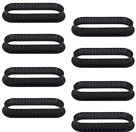 Lowats Moule a Tarte Perforé 8 Pièces Cercle à Gâteau Cercle Ovale Perforé Gâteau Moule Perforé Cutter Forme Ronde Moule à Gâteau Cercle Gateau Patisserie Moule Perforé Ovale Forme