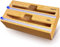 QINGLOU Wrap Dispenser with Cutter and Labels, Wax Paper,Foil and Plastic Wrap Organizer for Kitchen Drawer,Bamboo Roll Organizer Holder,Compatible with 12 Roll (2 in 1)