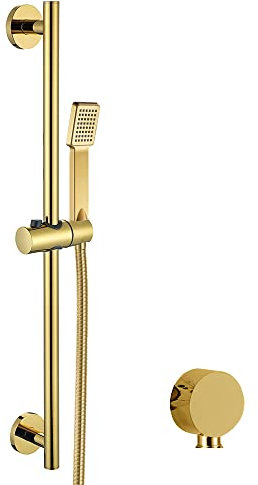 PINCHU Saliscendi Doccia con Soffione Asta Doccia Kit Soffione Doccia con Tubo Flessibile in Acciaio Inossidabile e Barre di Scorrimento Regolabili Sistema Doccia,for Home - Oro