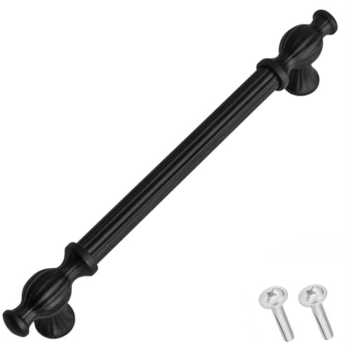 Decoranddecor Verna Traditional T-bar Antique Style Cabinet Pulls Drawer Handles Zinc (160mm Hole Center, Matt Black)