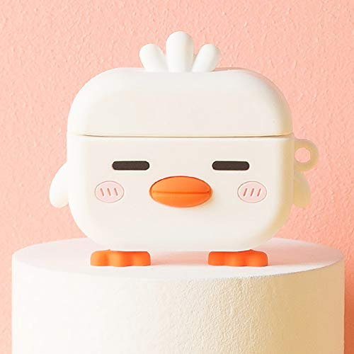 LUVI Kompatibel mit Airpods Pro2 Hülle, niedliches Cartoon, schöne Ente, Huhn, weiches Gummi, Silikon, unterstützt kabelloses Laden, luxuriöse modische Haut für Airpods Pro2