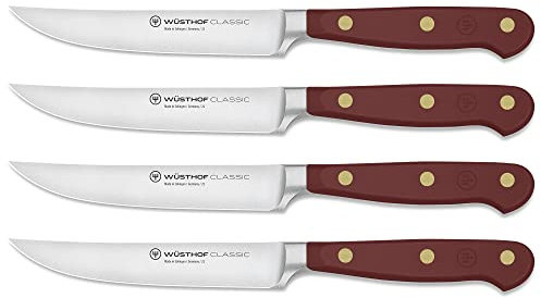WÜSTHOF Classic Steakmesser-Satz mit 4 Messern, 12 cm, Tasty Sumac (Dunkel-Rot)