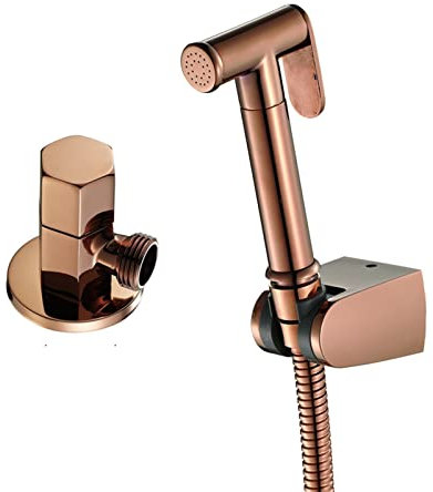 Hand Bidet Sprayer Douche WC Kit Bidet Wasserhahn Rose Gold Runder Duschkopf Kupfer Ventil Set Jet Bidet Wasserhahn Wasserhahn (Color : Rose Gold)