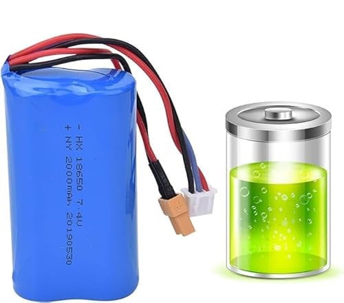 Agatige RC Battery, 7.4V 2000mAh Li-ion Battery High Power Rechargeable Battery RC Engineering Car Spare Parts Accessories for RC Car Models(1583-005)