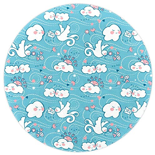 VBFOFBV Teppiche für Schlafzimmer, Ultra-luxuriöser, weicher und Dicker, Rutschfester Teppich für Kinder, Babyzimmer, Kinderzimmer, moderner Dekorteppich,Cartoon Himmel Wolken Taubenmuster