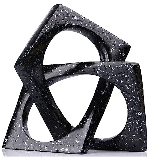 XMGZQ Moderne geometrische Würfel-Skulptur, schwarzer Knoten, Statue, Dekoration, Bücherregal, Tischskulptur, Tischskulptur und Figuren, schwarzer Heimdekor-Akzent, würfelförmige dekorative Ornamente