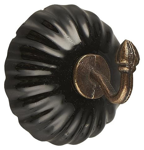 IB Laursen Nostalgischer Wandhaken aus Keramik mit Haken Garderobenhaken versch. Farben geriffelt Ø5 x T4,5 cm Antik (Schwarz)