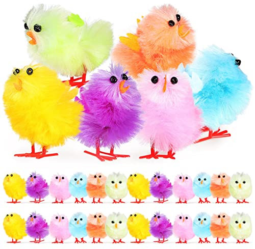 Gatuida 36 Stück Osterküken Flauschige: Mini-Osterküken Bunte Osterküken Mini-Flauschküken OsterküKen Dekoration Für Die Osterdekorationen