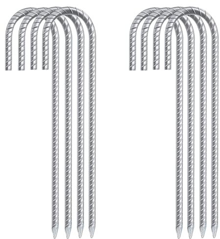 Zeltheringe, 30,5 cm, robust, verzinkter Stahl, Bodenbewehrung, J-Haken, Anker, Verankerungshilfe, Zeltheringe, Gartenpfähle, Landschaftsstifte für Camping, Zelte, Trampolin, 8 Stück