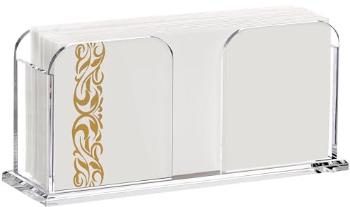 Acrylic Guest Towel Napkin Holder for Bathroom, 8.5x4.5 Clear Vertical Disposable Paper Hand Towel Tray with Non-Slip Pads, Napkin Dispenser for Table, Kitchen, Home Decor