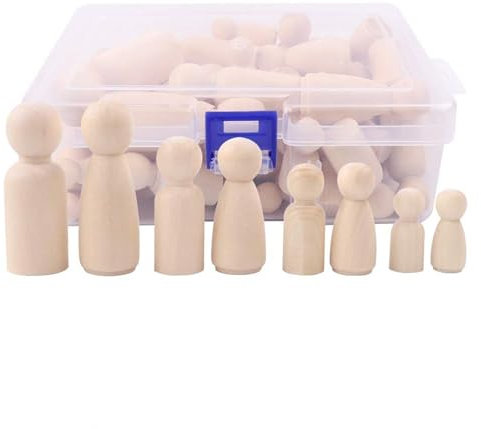 50 Stück Holzfiguren zum Bemalen Spielfiguren Holz Figurenkegel Holzkegel Figuren DIY Familie Figuren Puppen