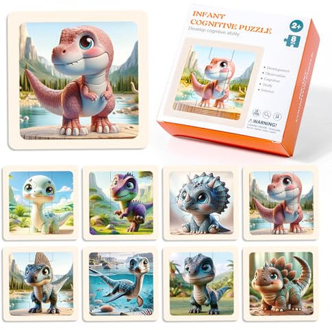 LUMIN TUTU Kinderpuzzle 8 Stück, Puzzle Kinder & Puzzle ab 3, Spielzeug ab 2 Jahre Lernspielzeug | Puzzle 6 Teile Geeignet für Jungen und Mädchen ab 2 3 4 5 Jahren(Dinosaurier)