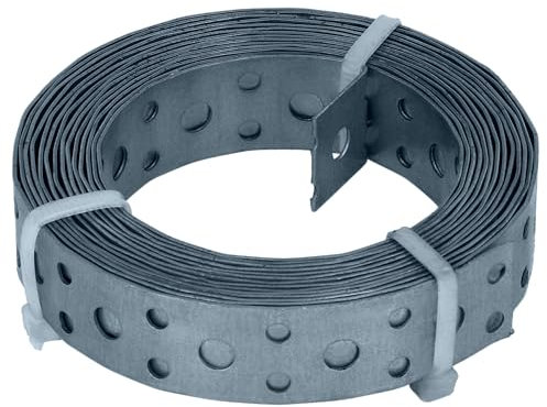 HELPMATE – Lochband 3,0 m Länge – Stahl sendzimirverzinkt – Breite 20 mm – Materialstärke 0,8 mm – hochwertig verzinkt – Robust für Bau, Werkstatt, DIY-Projekte