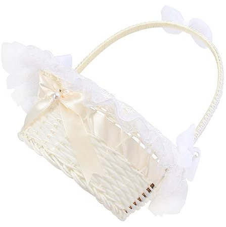 MERRYHAPY Eleganter Runder Hochzeitskorb Aus Spitze Handgewebte Blumenkörbe Für Die Hochzeit