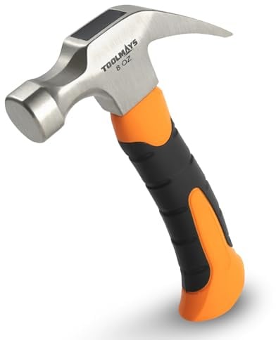TOOLMAYS Mini Klauenhammer 225g/8oz mit Rutschfestem Griff | Hammer klein für DIY, Heimwerken & Camping hammer, Leichter & Ergonomischer Nagelhammer