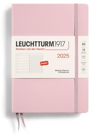 LEUCHTTURM1917 370733 Wochenkalender & Notizbuch Medium (A5) 2025, Puder, Englisch