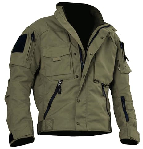 Tiwate Giacche tattiche da uomo cargo da esterno multi-tasche colletto alla coreana giacche militari giacca a vento in cotone leggero