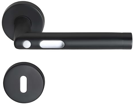 MeinTürgriff LED-Türgriff Orbit Türdrücker BB PZ WC schwarz Türgriff Drückergarnitur, Typ:BB- Buntbart