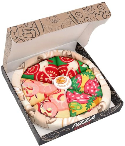 Lustige Pizza Socken Box Herren Damen Papa Jungen-Geschenke für Männer Bunte Lustig Witzige Verrückte Vatertagsgeschenk Socken Mit Motiv Ostern Geschenkideen Weihnachten Geburtstagsgeschenk - 4 Paar