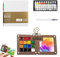 12 Farben Tragbare Aquarell Palette, Mini Aquarellkasten, Aquarellfarben Set, Skizzenbuch Palette aus Holz, Aquarell Malkasten, Magnetpalette mit Clip Mini-Holzpalettenbo Zusammenklappbare (15 Gitter)