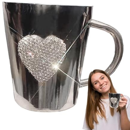 Herz-Kaffeetasse – Süße Teetassen, Herzförmige Tasse | Kristall-Strass-Edelstahlbecher, Großer Bierkrug, Mehrzweck-Kristallbecher Für Kaffeegetränke, Ultimative Glitzernde Trinkbecher, Kaffeezubehör