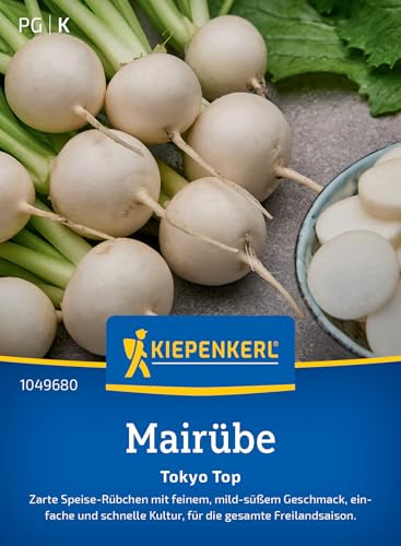 Kiepenkerl Mairübensamen Tokyo Top 1049680, Gemüsesaat | Speise-Rübchen mit mild-süßem Geschmack, einfache & schnelle Kultur für die gesamte Freilandsaison, Durchmesser 5–6 cm