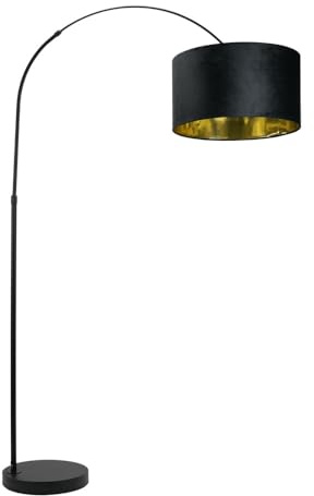 ValueLights | Louis Black Arch Floor Lamp with Black Velvet & Gold Inner Shade & Warm White Bulb | Floor Lamps, Home Décor & Improvement Essential