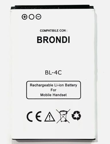 Audiosystem Batteria Compatibile Per BRONDI Amico Super Voice W11 / SuperVoice/Fedele Liion/Amplivox Ampli Vox Con Capacita' Originale 800mah BL-4C / BL4C Bianca Pila Nuova Ricambio Sostituzione